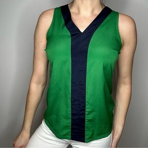 The Limited Vintage V-Neck Sleeveless Green Navy Tank Small